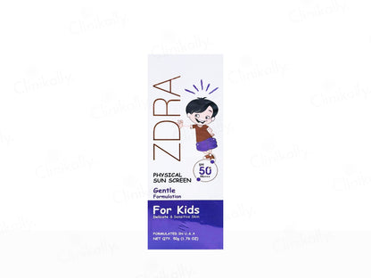 Zdra physical sun screen for kids packaging on a white background