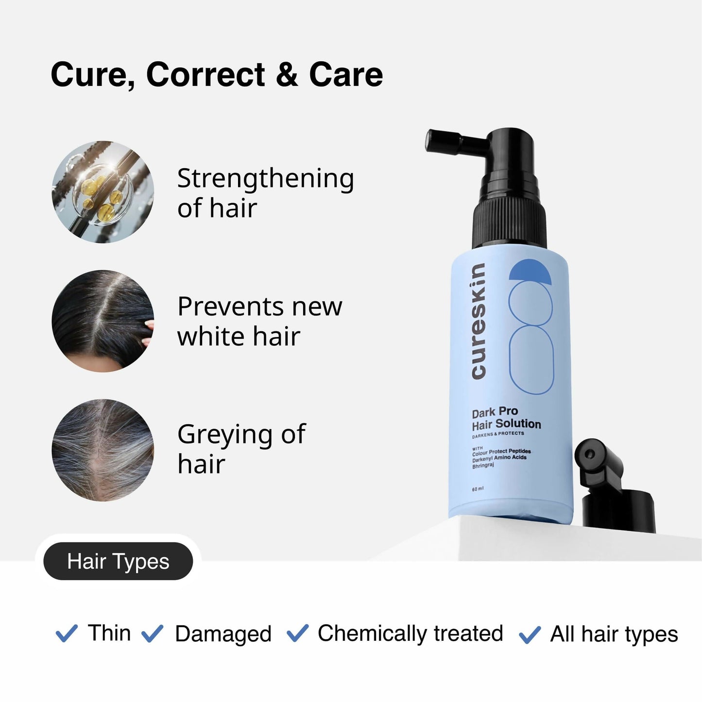 Cureskin Dark Pro Hair Solution Natural Hair Darkener with Colour Protection