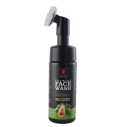 Zobha Foaming Face Wash bottle with avocado illustration on a white background