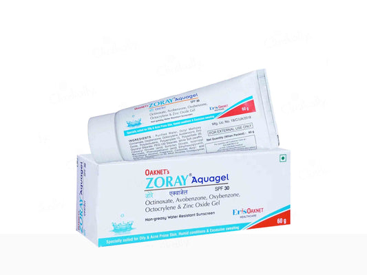 ZORAY Aquagel SPF 30 packaging on a white background