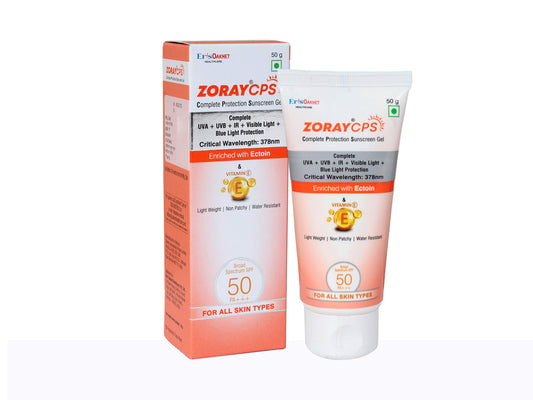 Zoray CPS sunscreen gel and packaging on a white background