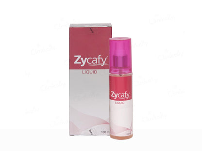 Zycafy liquid bottle and packaging on a white background