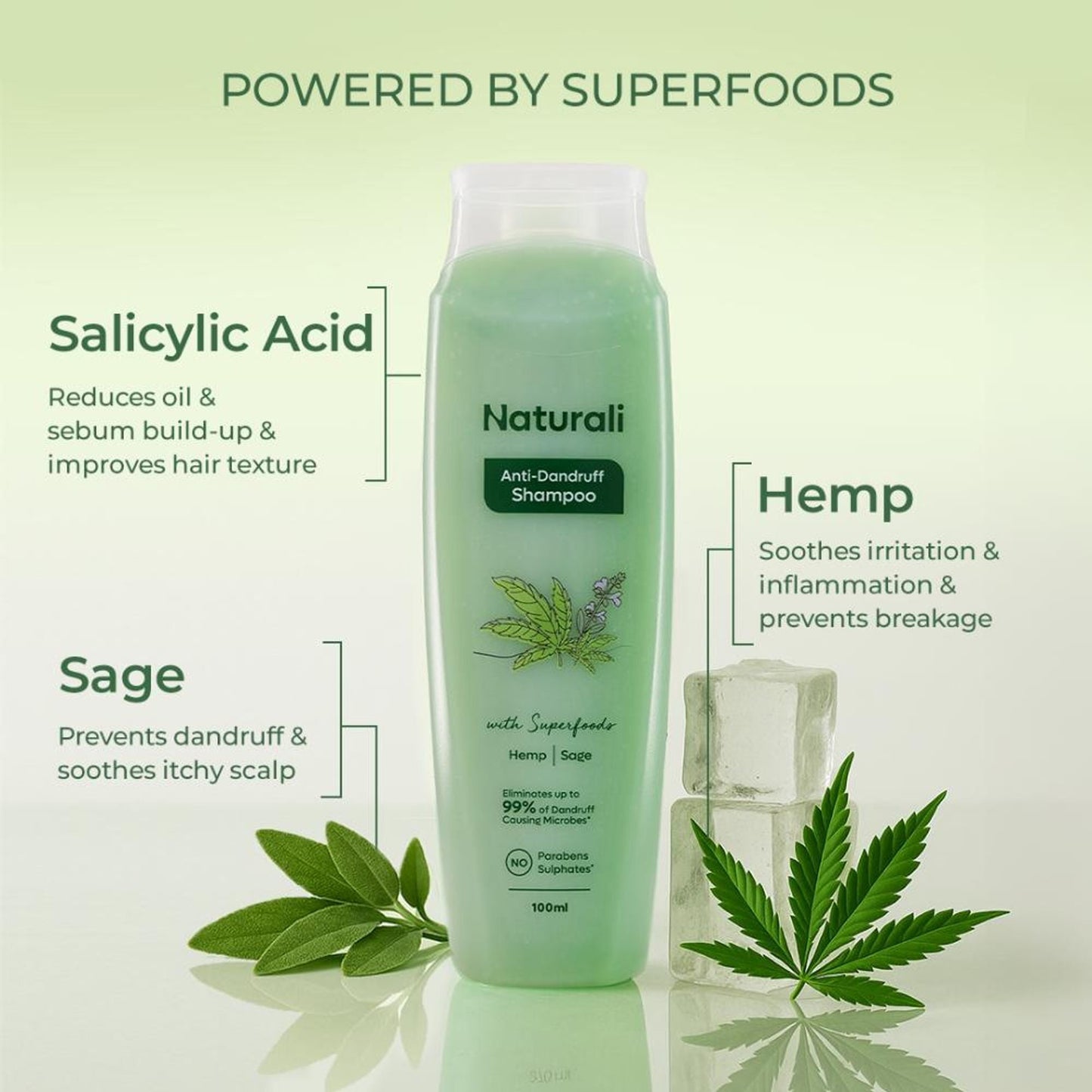 Naturali Anti-Dandruff Shampoo With Hemp, Sage & Salicylic Acid