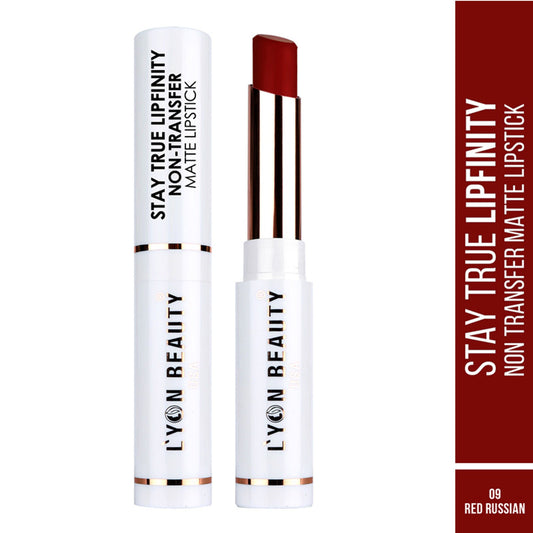 Lyon Beauty Stay True Lipfinity Non Transfer Matte Lipstick - Red Russian 09