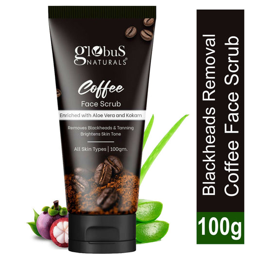 Globus Naturals Coffee Face Scrub Enriched with Aloe Vera and kokum For All Skin Types