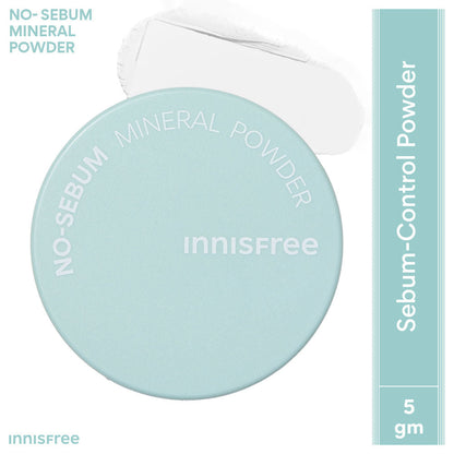 Innisfree No Sebum Mineral Powder For Oil Control, Makeup Fixer & Reduces Hair Greasiness