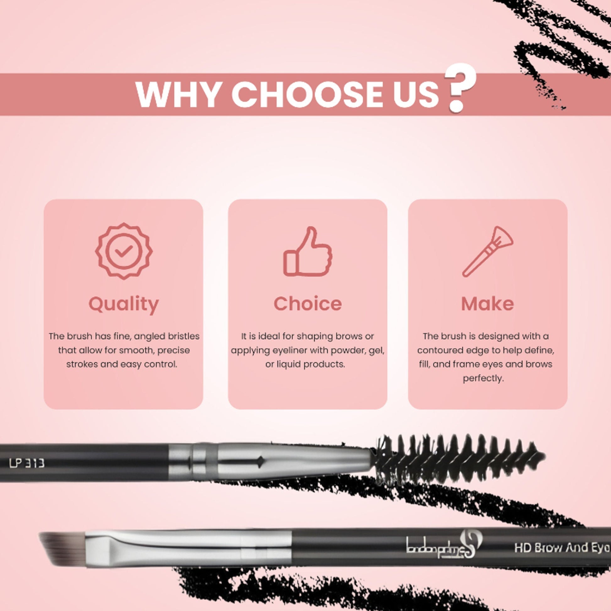 London Prime HD Brow And Angular Brush-LP313 ( Formerly London Pride Cosmetics )