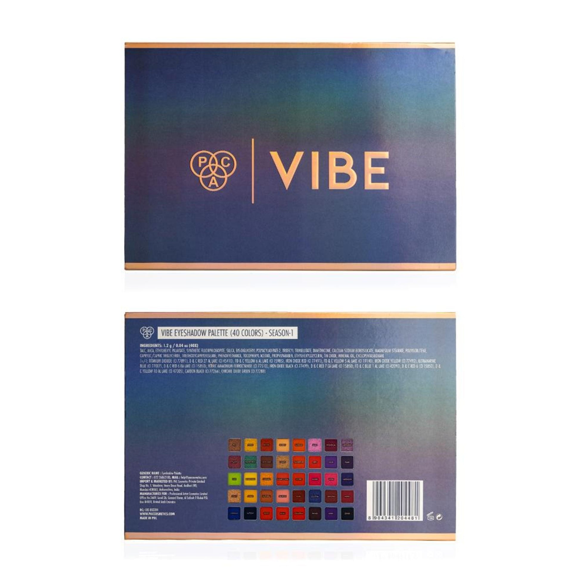 PAC Studio Vibe Eyeshadow Palette X40 Season 1 - Blendable Formula, Intense Color Payoff, Richly Pigmented