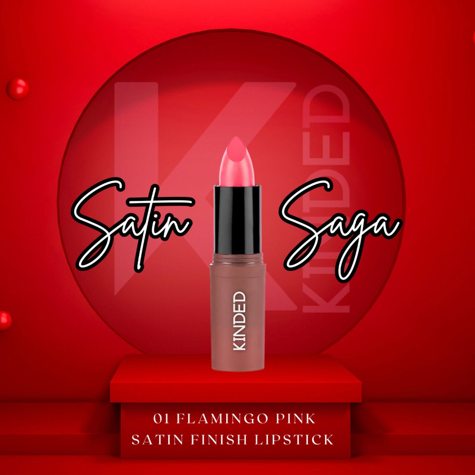 KINDED Satin Saga Bullet Creamy Lipstick With Satin Finish & Vitamin E - 01 Flamingo Pink