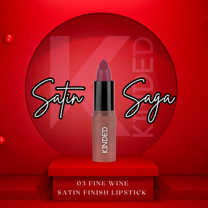 KINDED Satin Saga Bullet Creamy Lipstick With Satin Finish & Vitamin E - 03 Fine Wine