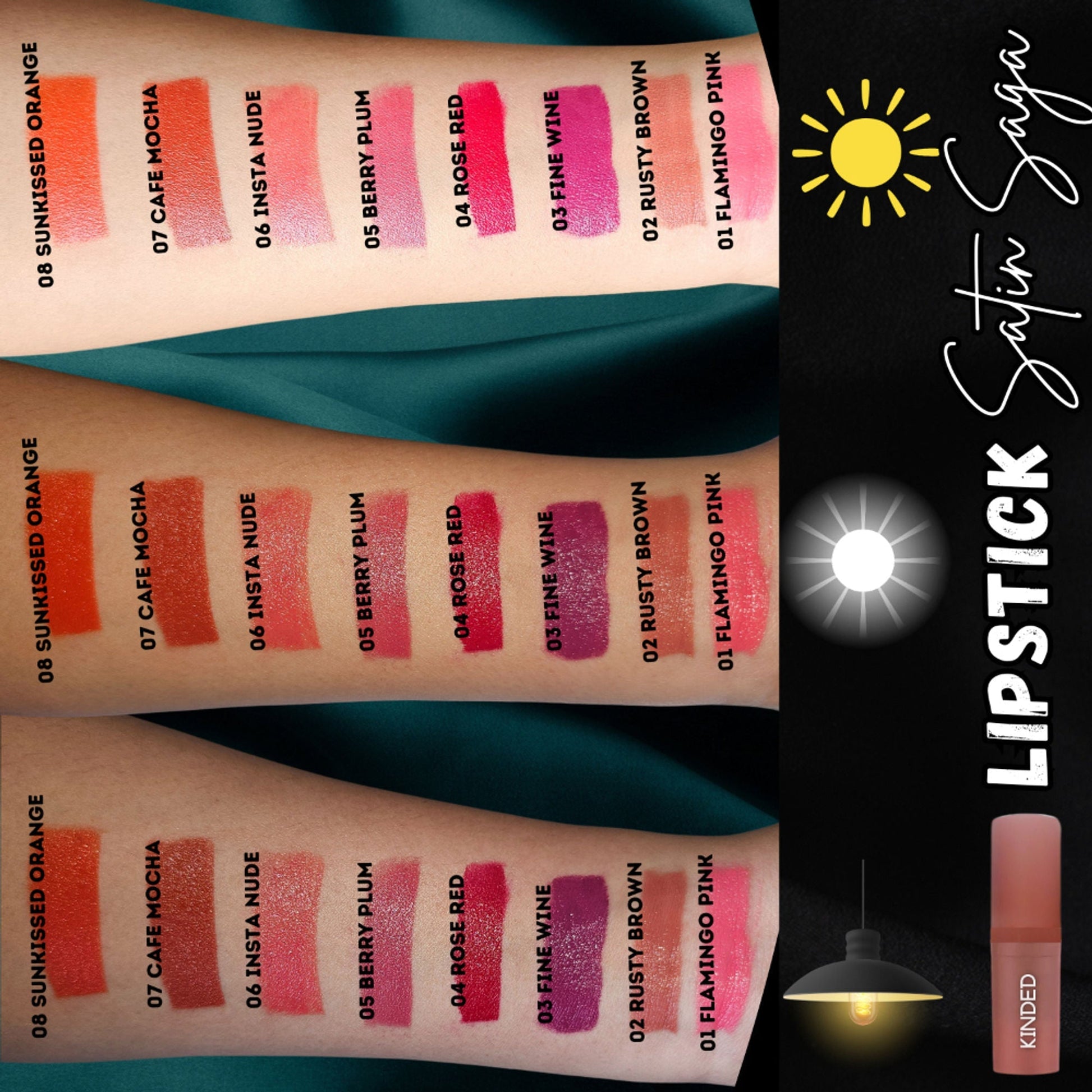 KINDED Satin Saga Bullet Creamy Lipstick With Satin Finish & Vitamin E - 03 Fine Wine