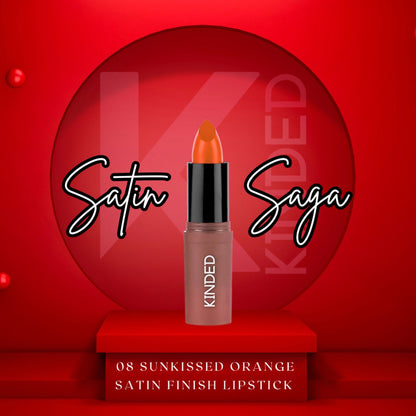 KINDED Satin Saga Bullet Creamy Lipstick With Satin Finish & Vitamin E - 08 Sunkissed Orange