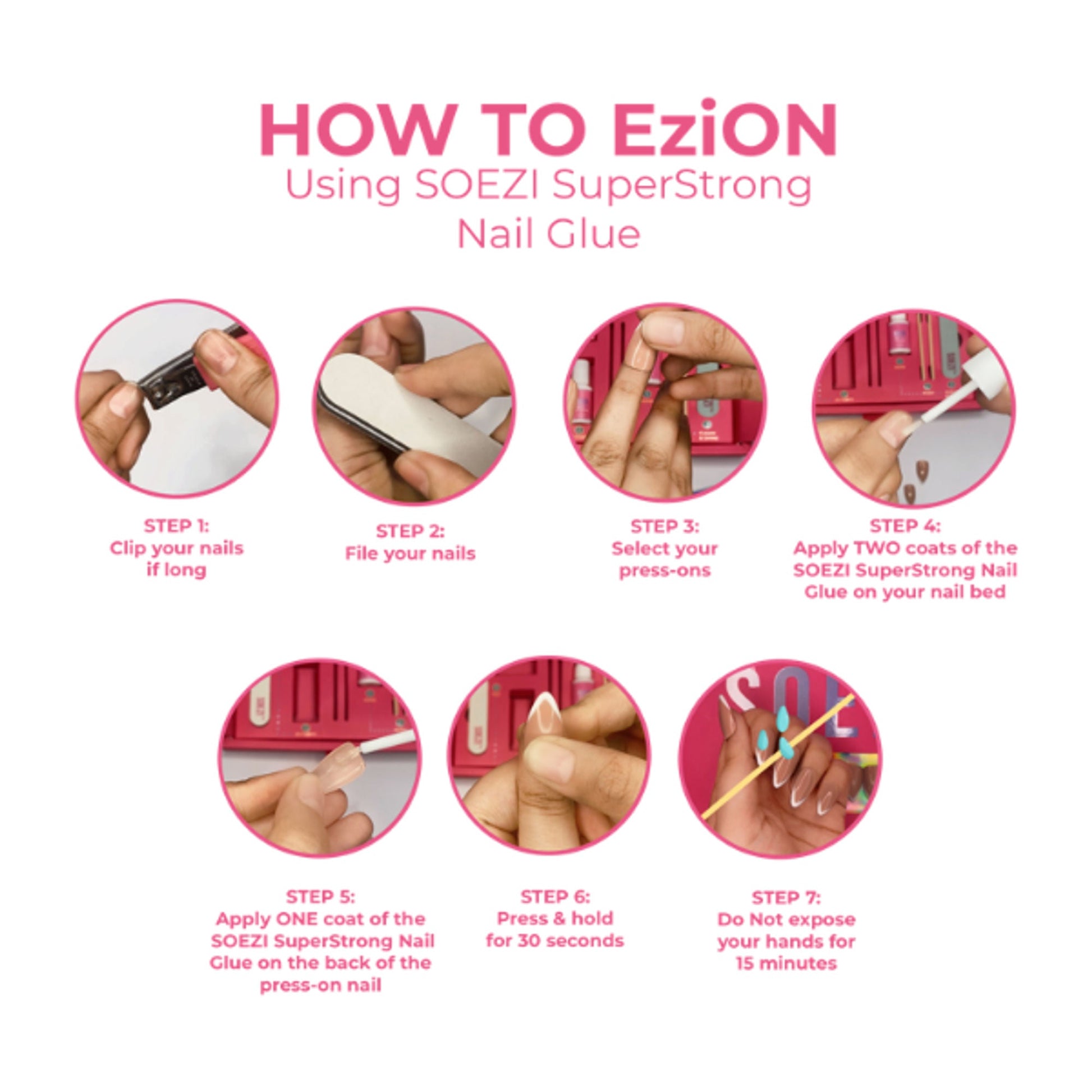 SOEZI Oh La La Reusable Press On Nails - Application Kit