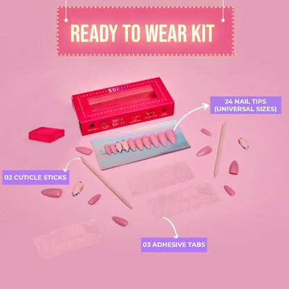 SOEZI Cute And Casual Reusable Press On Nails - Ready To Wear Kit