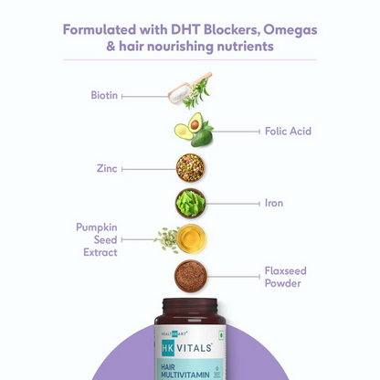 HK Vitals Hair Multivitamin Capsules, Supports Keratin Synthesis & Helps Reduce Hair Fall
