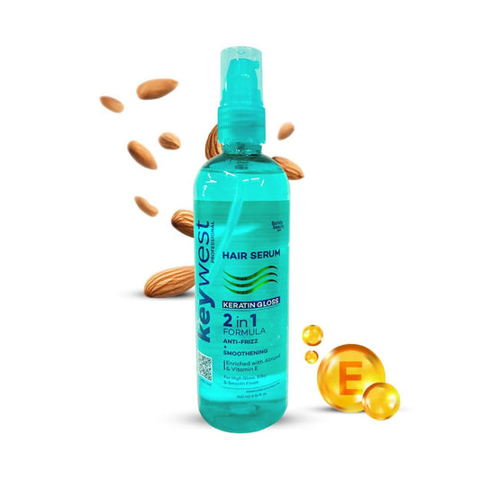 Keywest Professional Keratin Gloss Hair Serum - 2in1 Formula Anti-Frizz + Smoothening