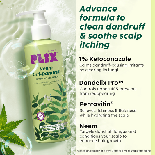 PLIX The Plant Fix Neem Anti-Dandruff Advanced Shampoo For Reduced Dandruff & Itchiness