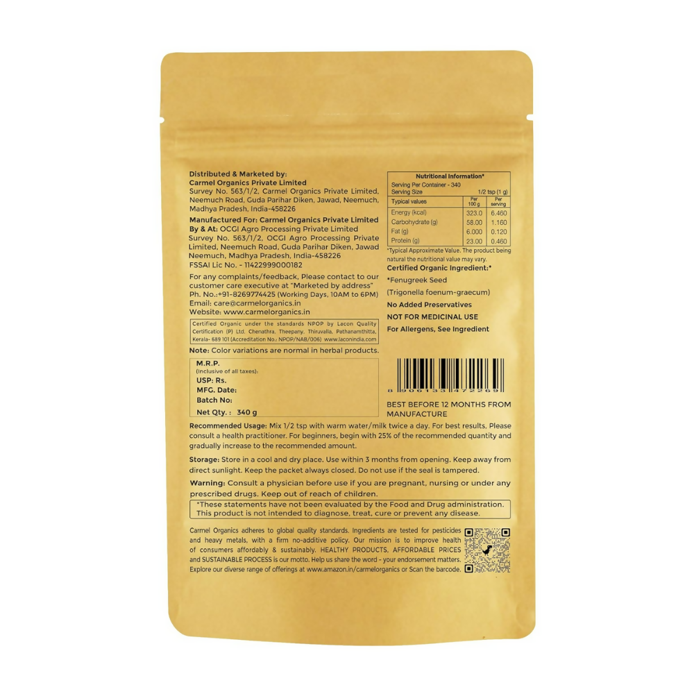 Carmel Organics Fenugreek Seed/Methi Seeds Powder