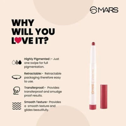 MARS Cosmetics Retractable Poppins Lipstick - Raspberry Pink
