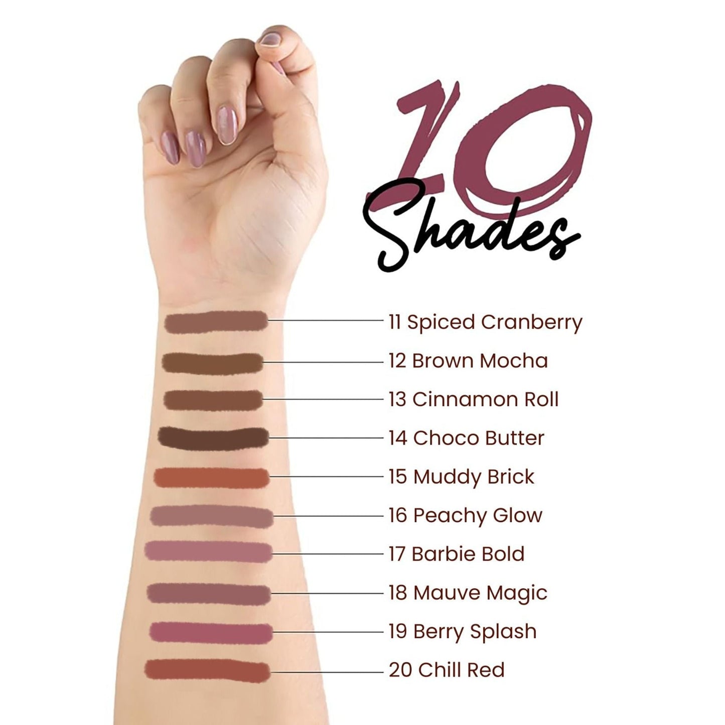 MARS Cosmetics Matte Lip Liner Pack of 10 - Set B
