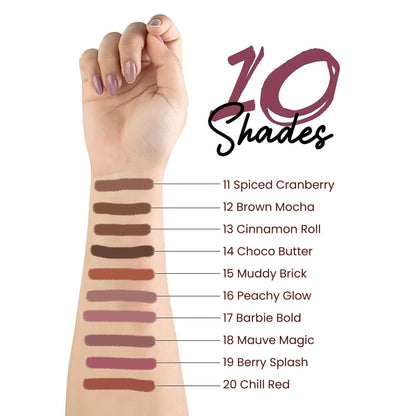 MARS Cosmetics Matte Lip Liner Pack of 10 - Set B