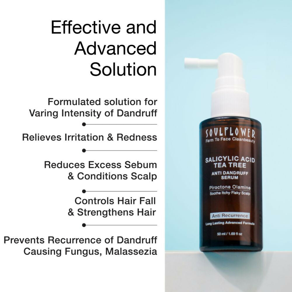 Soulflower Salicylic Acid Tea Tree Anti Dandruff Hair Serum