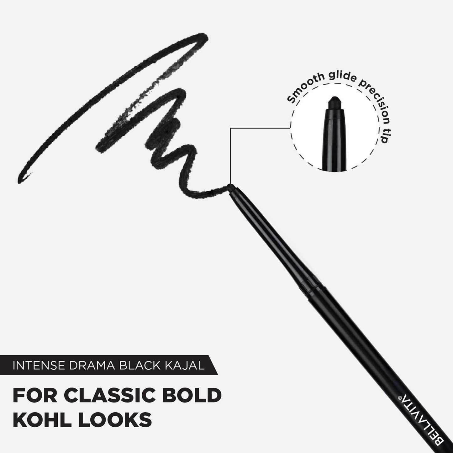 BELLAVITA Intense Drama Waterproof Eyeliner, Black, Matte Finish, Smudge - Proof, Fast - Drying, Felt Tip Applicator, Enriched with Biotin, 3.5 ml - Vamzn#