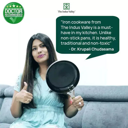 The Indus Valley 100% Pure Iron Cookware Set: Tawa+ Fry Pan+ Wok, Toxin-free Sheet Iron, Pre-seasoned, Induction & Gas, Kitchen Set for Home, Kadai