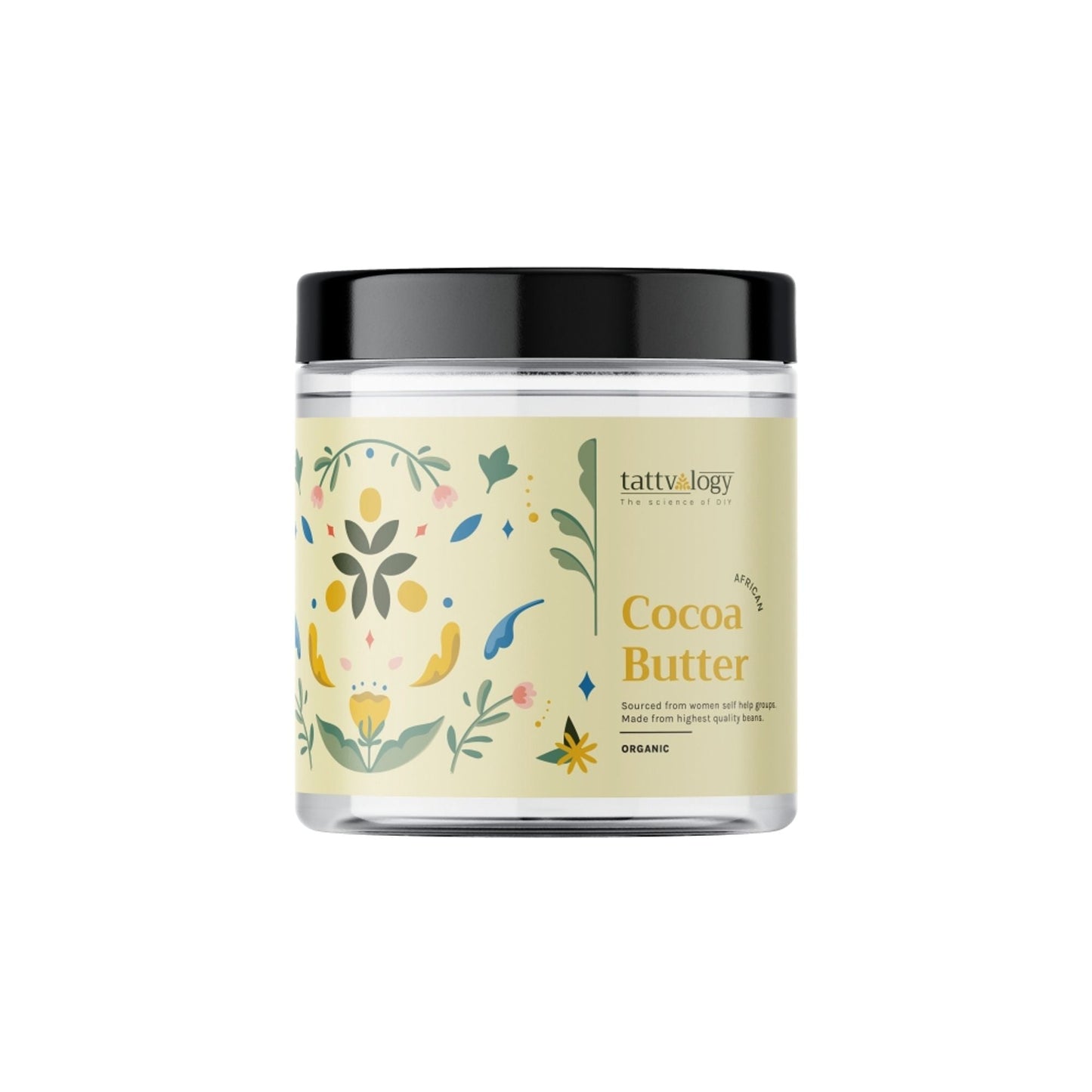 Tattvalogy African Cocoa Butter in Jar Packaging, Raw Unrefined, Body Butter & Moisturizer