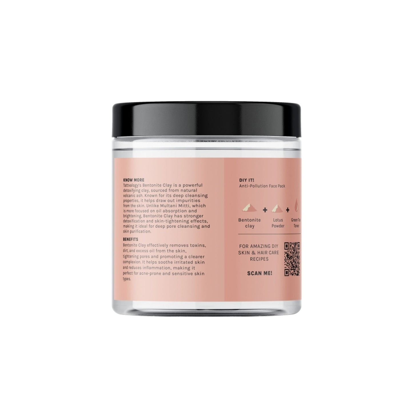 Tattvalogy Indian Bentonite Clay Powder - Detox Mask for Oily Skin, Acne and Deep Pore Cleansing