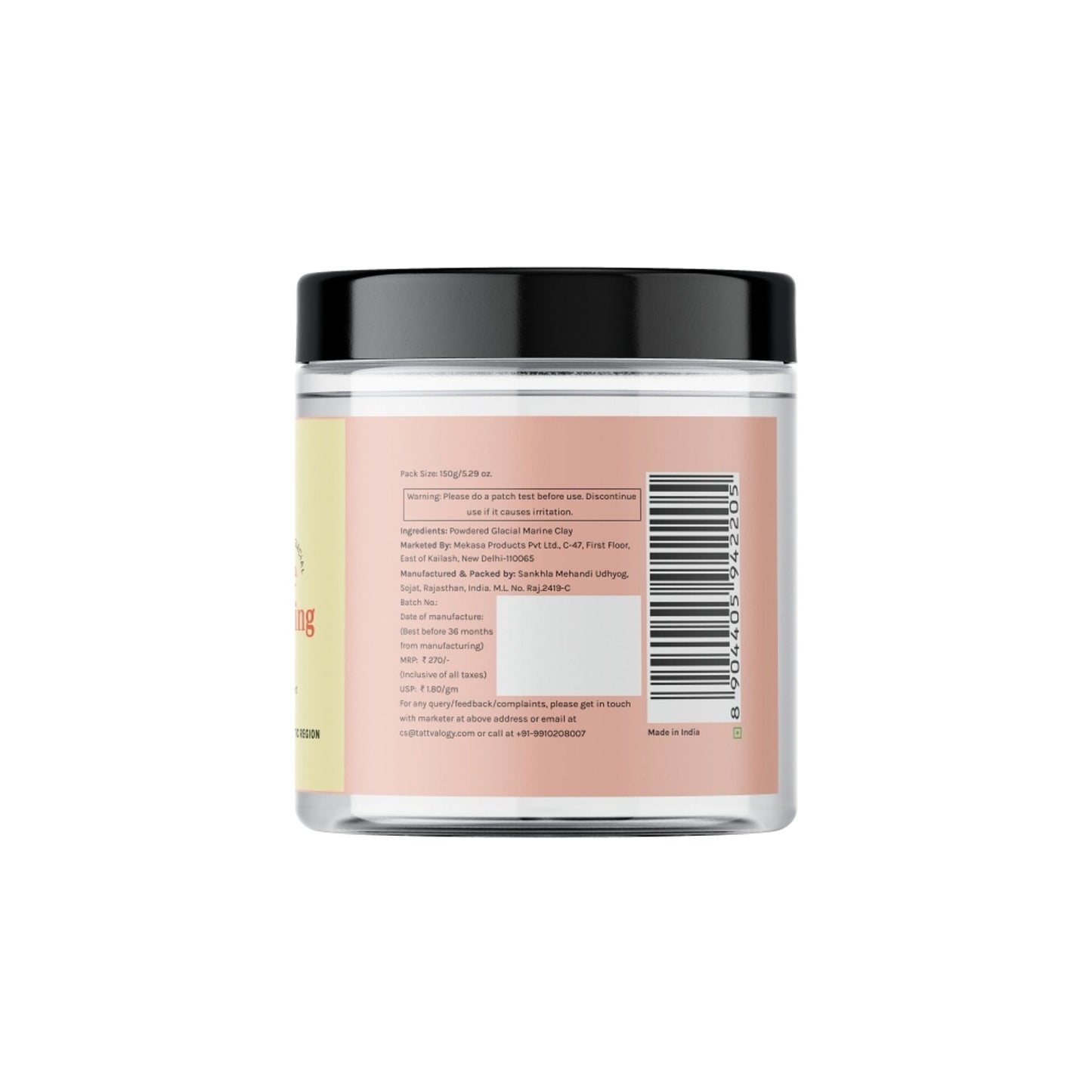 Tattvalogy Glacial Marine Cleansing Clay -Detoxifies, Tightens Pores & Revitalizes Dull Skin Natural