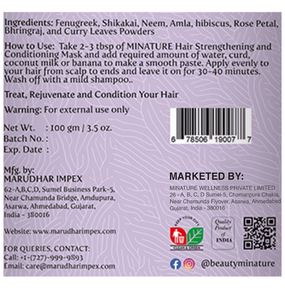 Minature Root Strengthening and Conditioning Mask