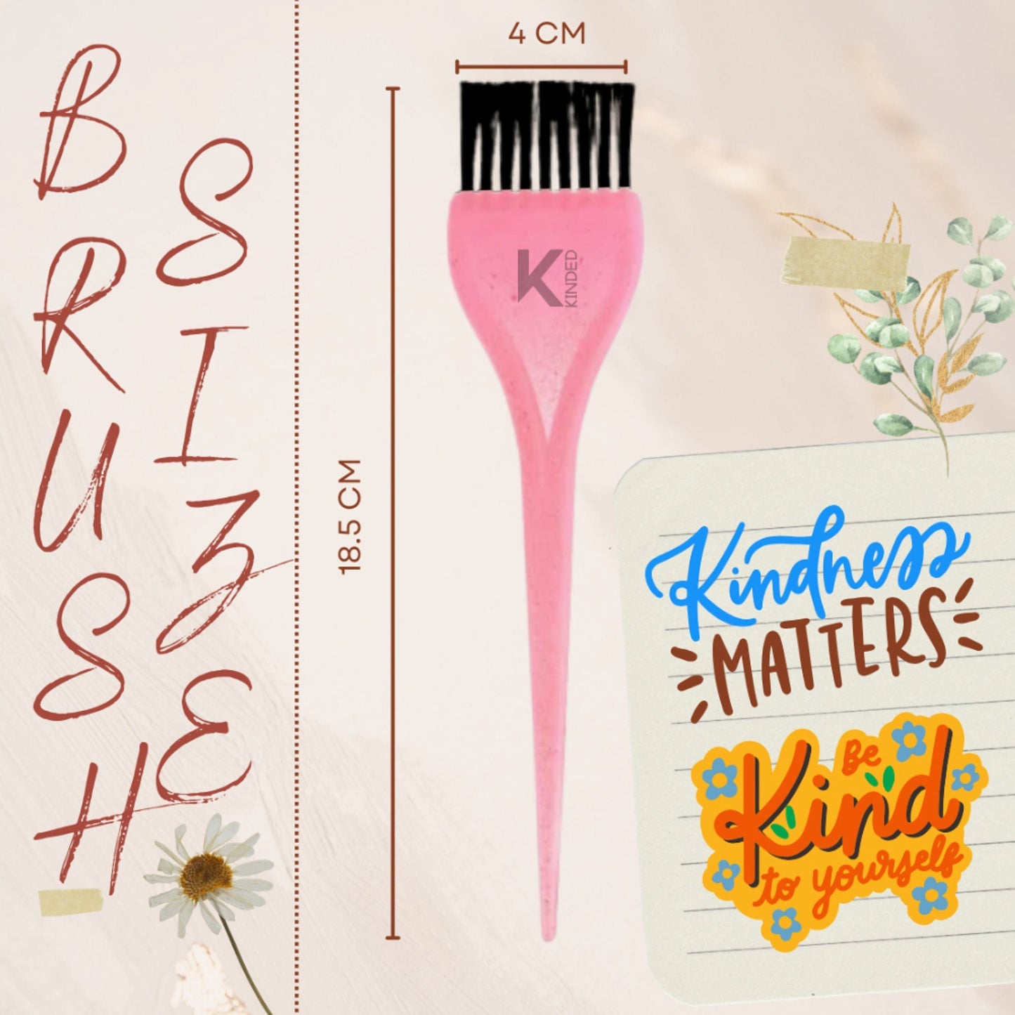 KINDED Multipurpose Pink Orange Blue Hair Color and Mehndi Brush Set of 3