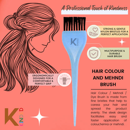 KINDED Multipurpose Black Pink Orange Blue Hair Color and Mehndi Brush Set of 4