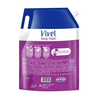 Vivel Fragrant Body Wash Lavender & Almond Oil Shower Gel Supersaver XL Refill Pouch