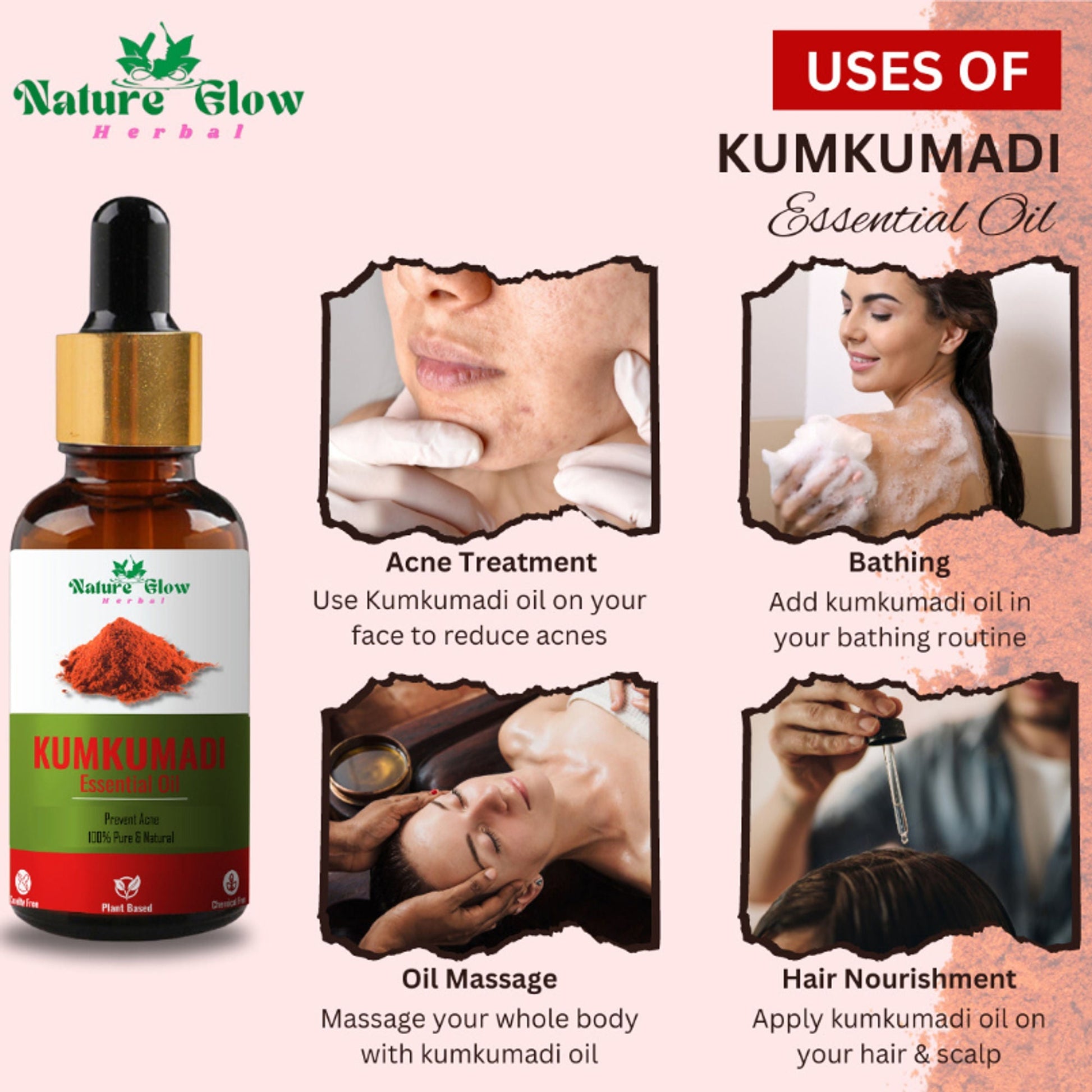 Nature Glow Herbal Kumkumadi & Basil Essential Oil Combo