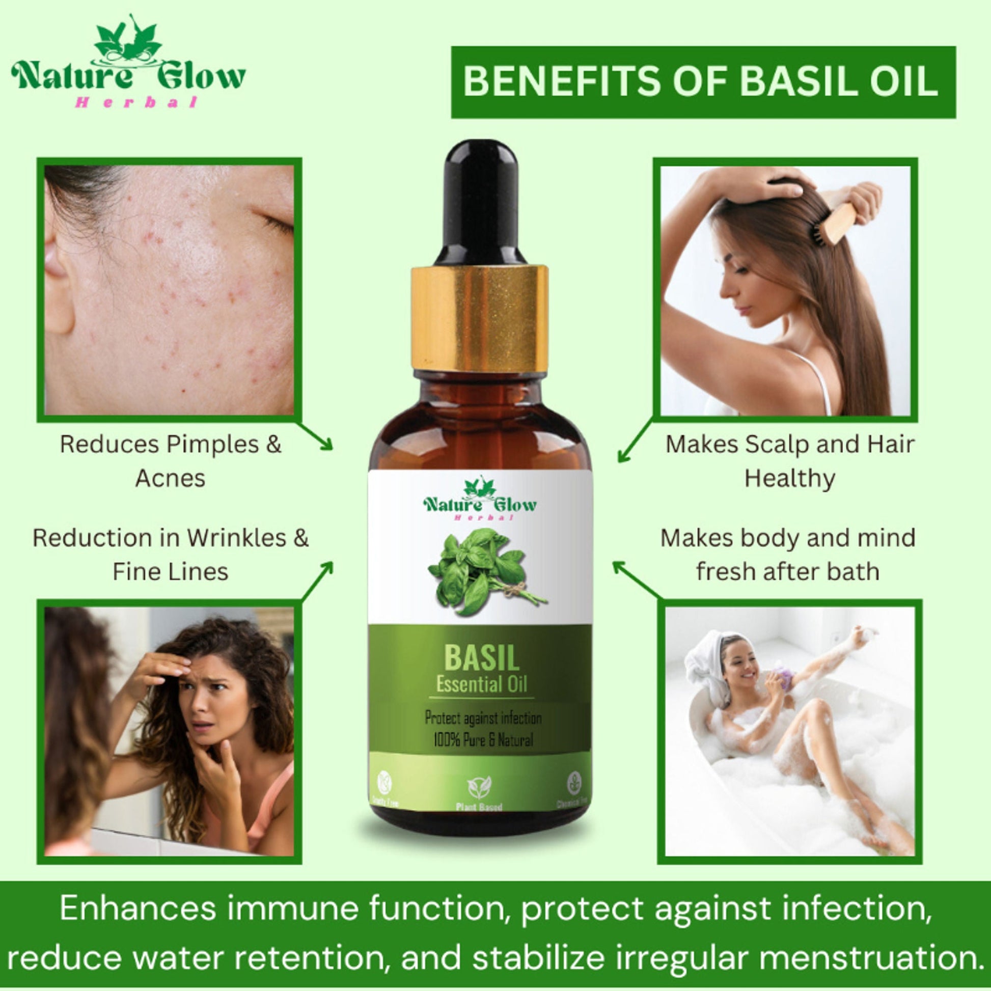 Nature Glow Herbal Kumkumadi & Basil Essential Oil Combo