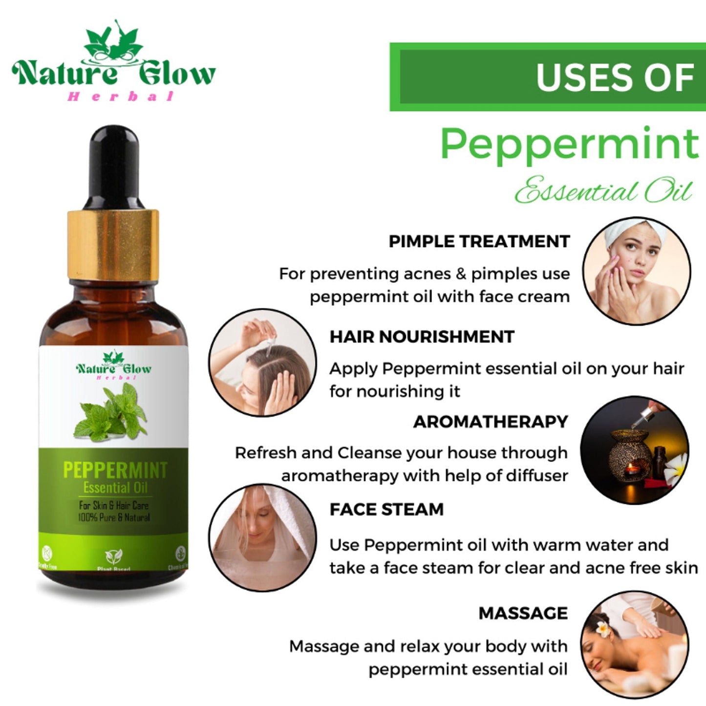 Nature Glow Herbal Tea Tree & Peppermint Essential Oil Combo
