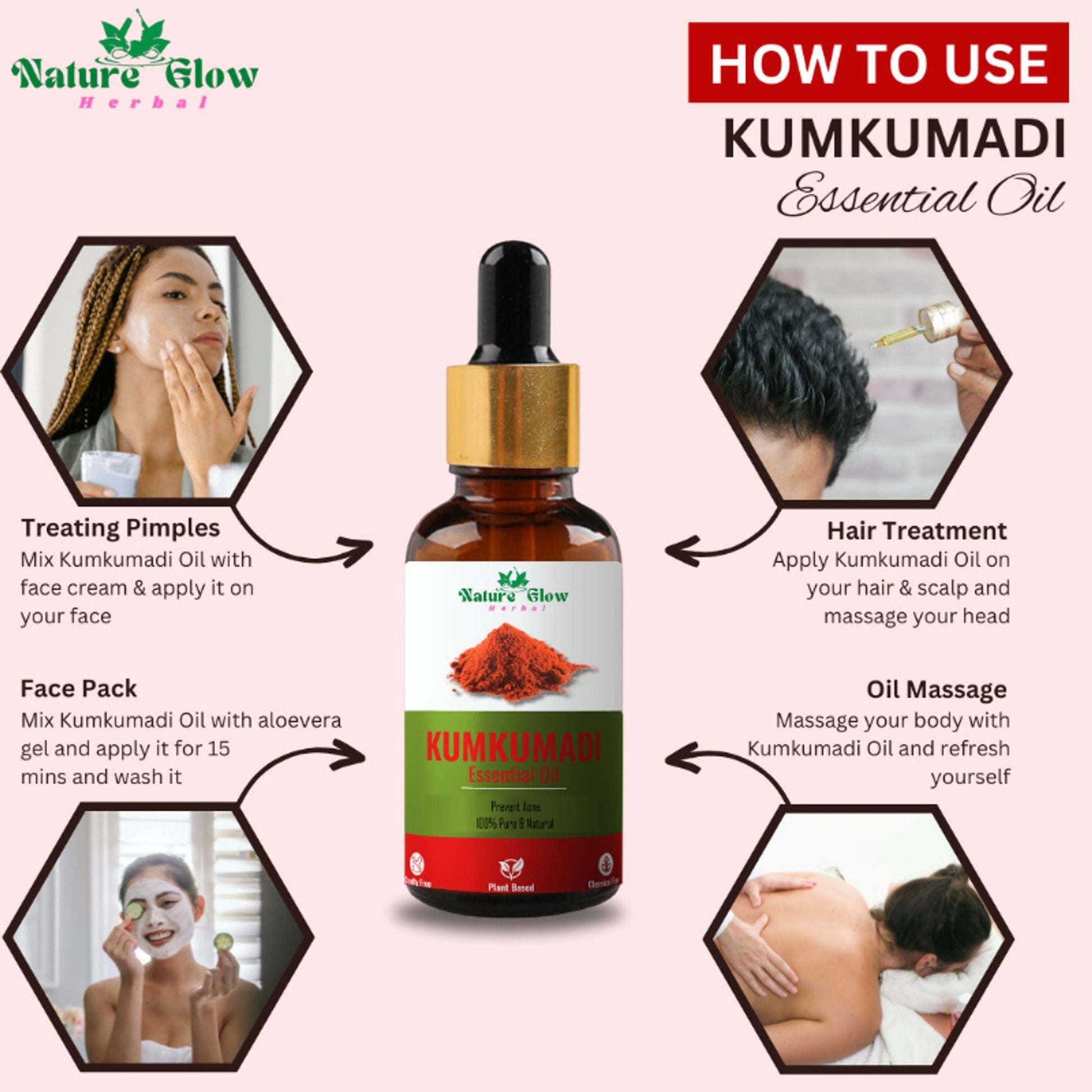 Nature Glow Herbal Kumkumadi & Turmeric Essential Oil Combo