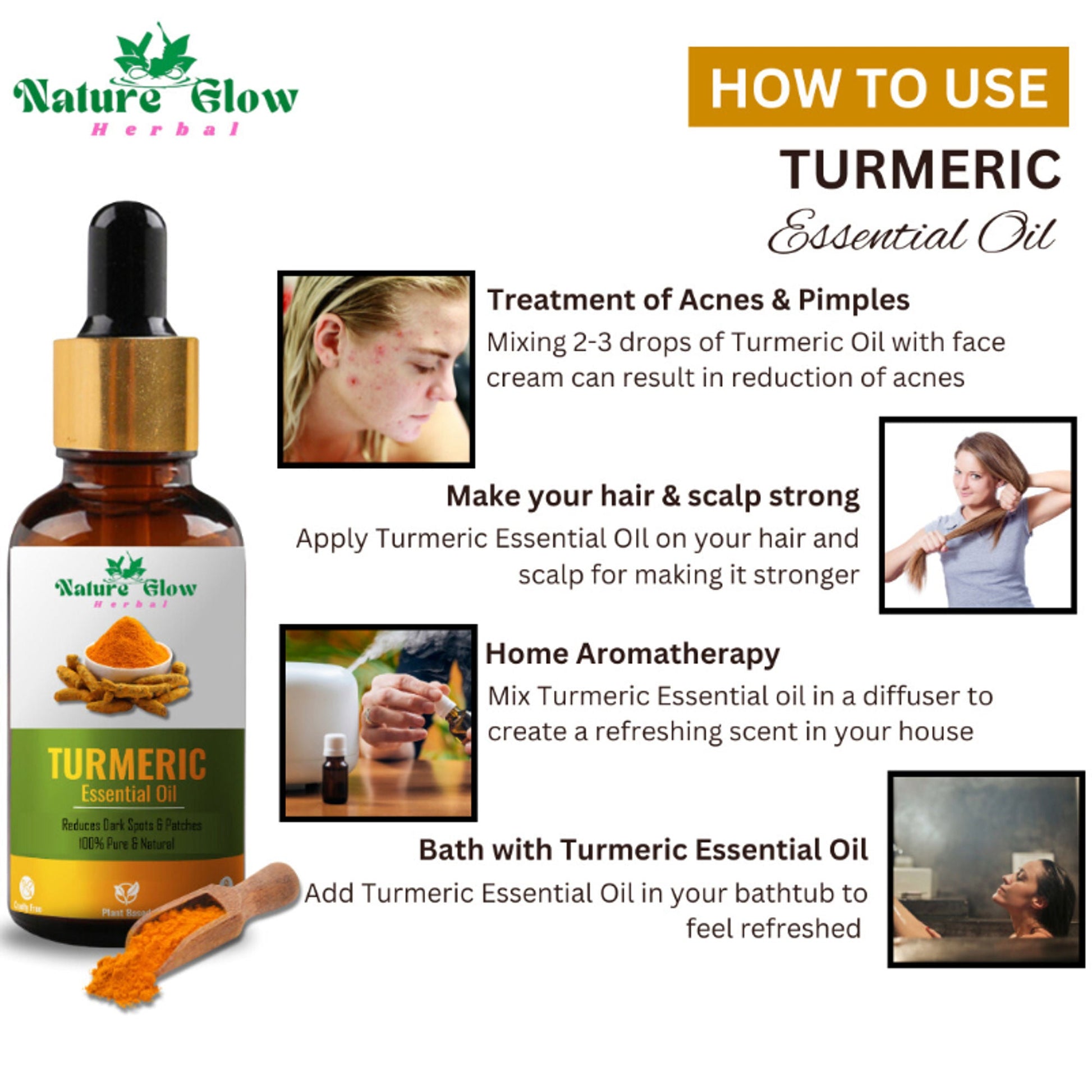 Nature Glow Herbal Kumkumadi & Turmeric Essential Oil Combo