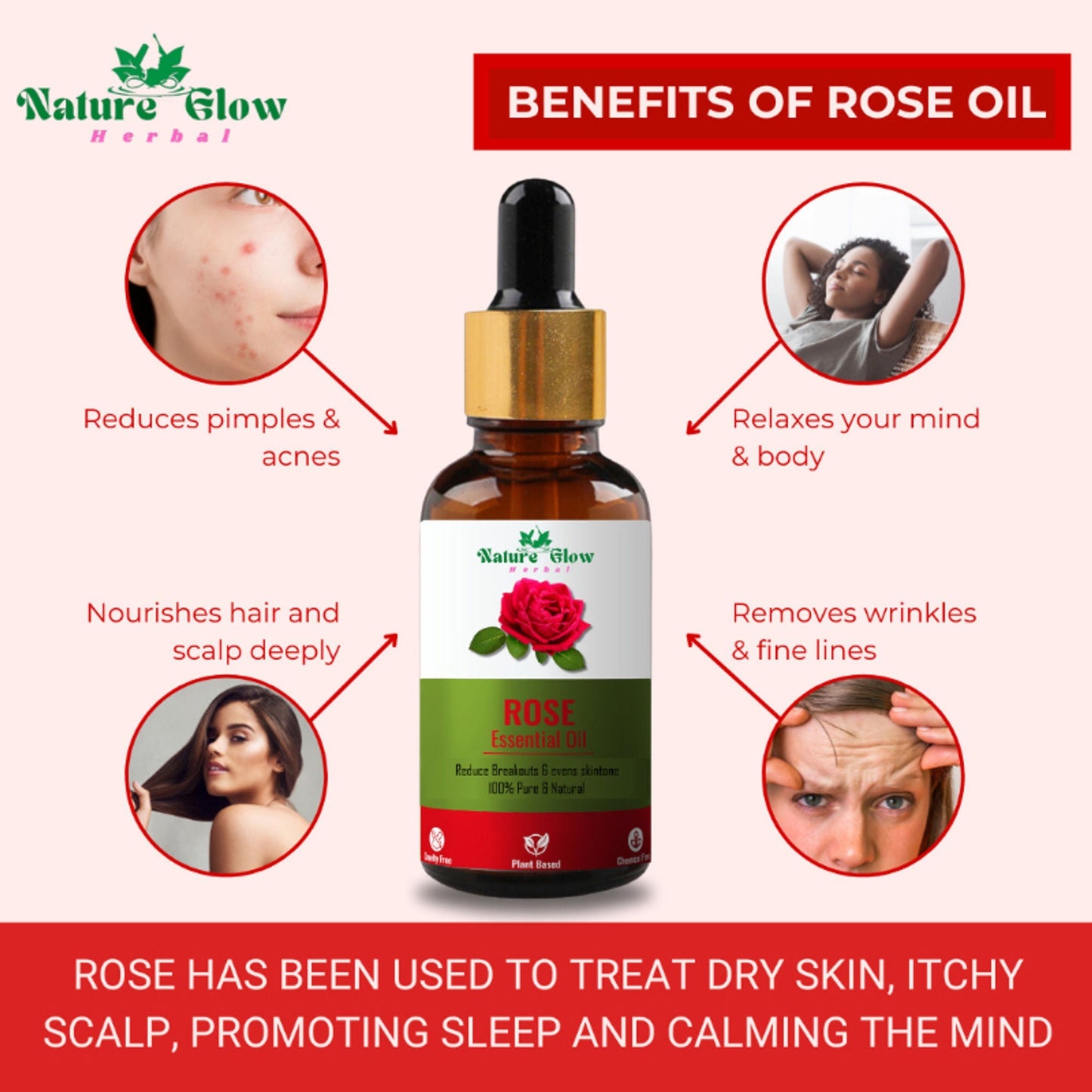 Nature Glow Herbal Rose & Cedarwood Essential Oil Combo