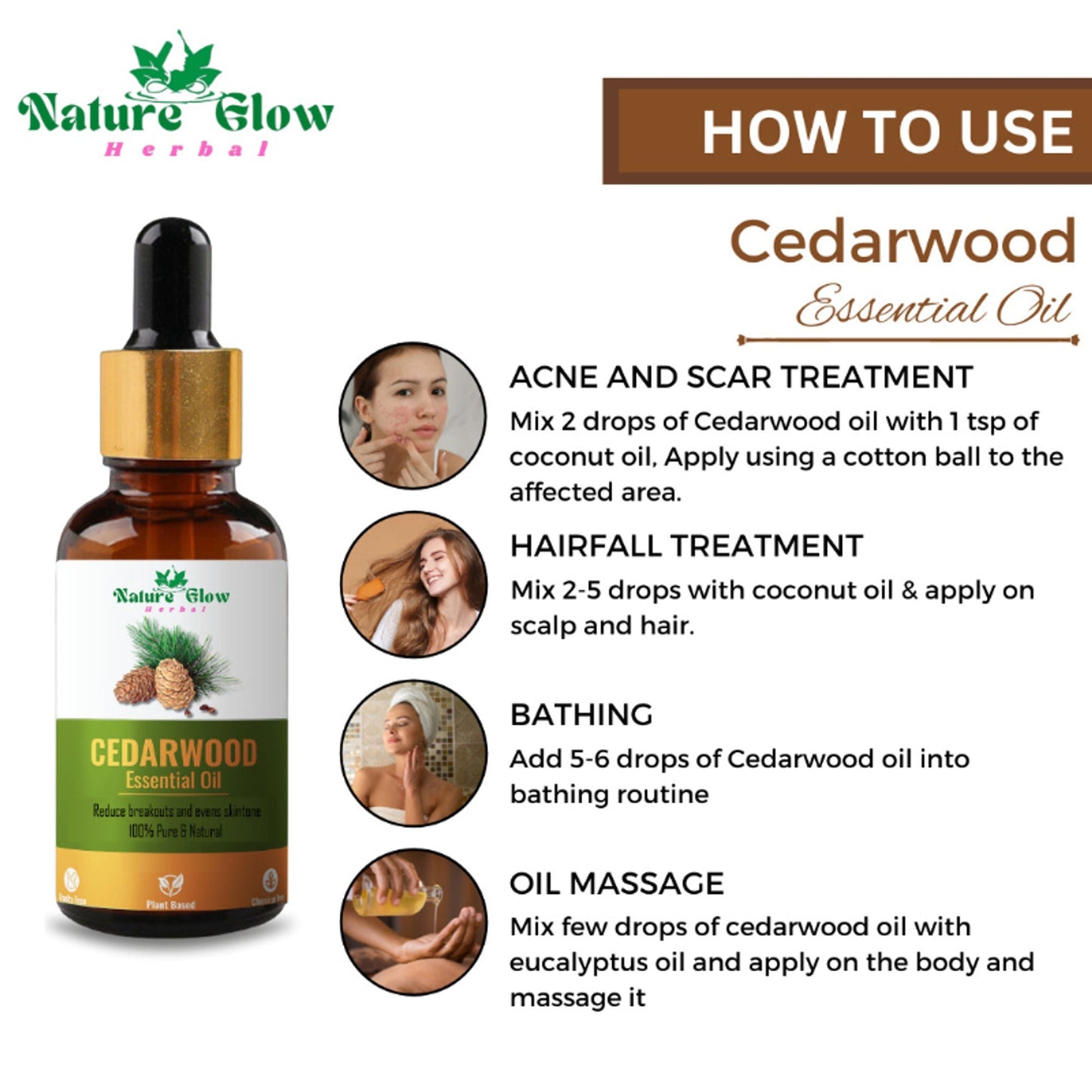 Nature Glow Herbal Rose & Cedarwood Essential Oil Combo