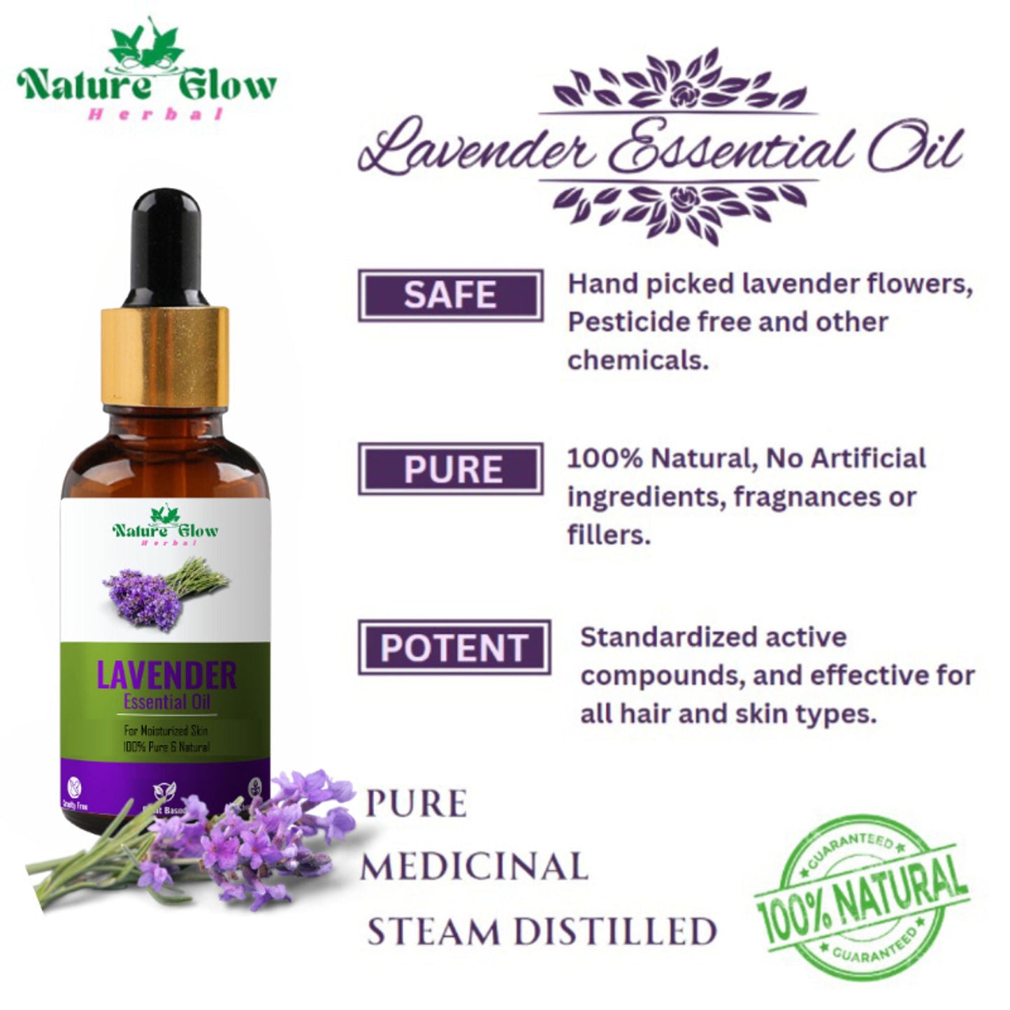 Nature Glow Herbal Lavender & Cedarwood & Turmeric Essential Oil Combo