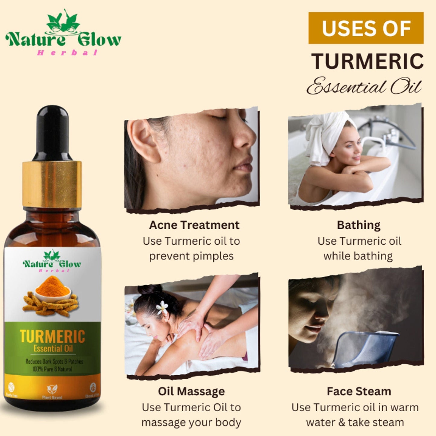Nature Glow Herbal Lavender & Cedarwood & Turmeric Essential Oil Combo