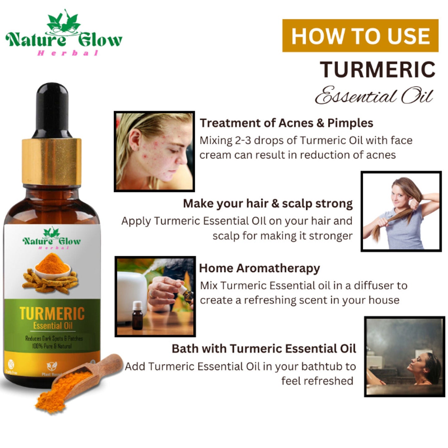 Nature Glow Herbal Lavender & Cedarwood & Turmeric Essential Oil Combo
