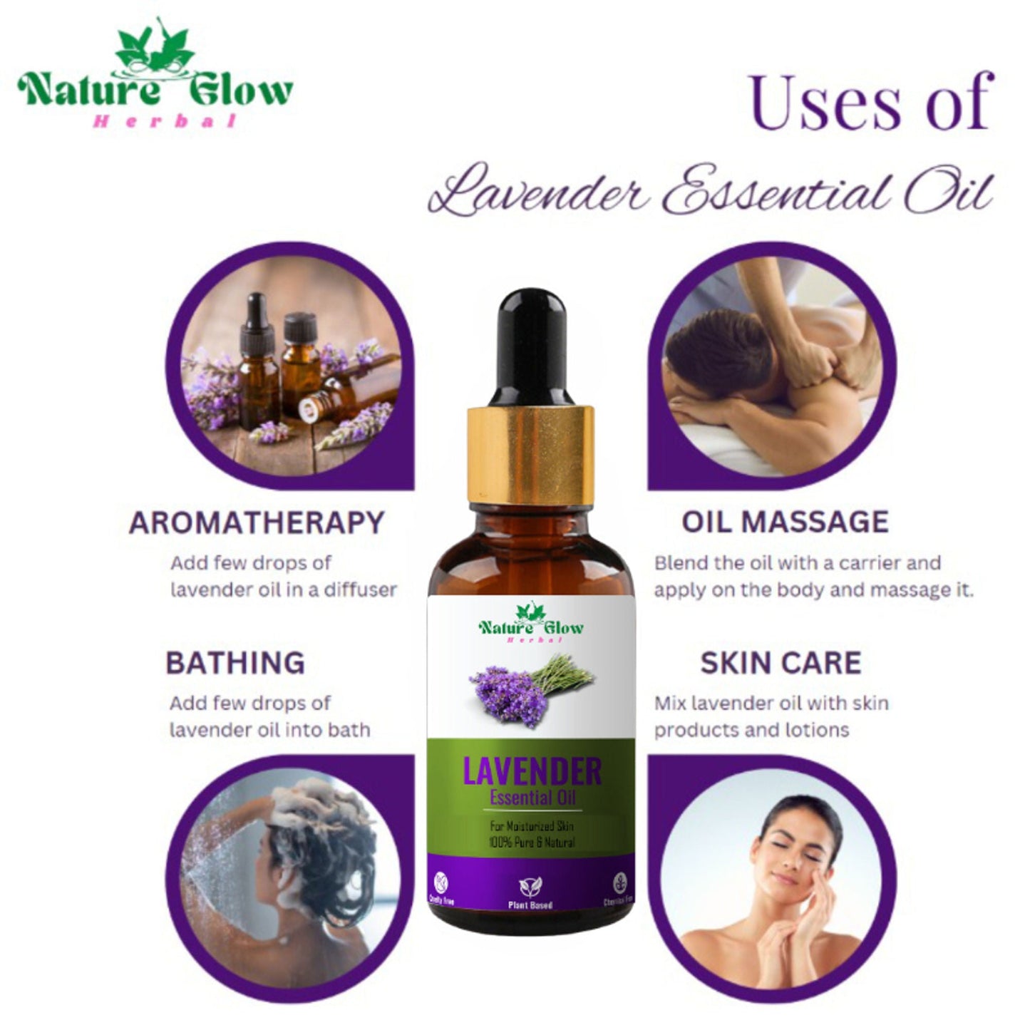 Nature Glow Herbal Lavender & Rosemary & Eucallypatus Essential Oil Combo