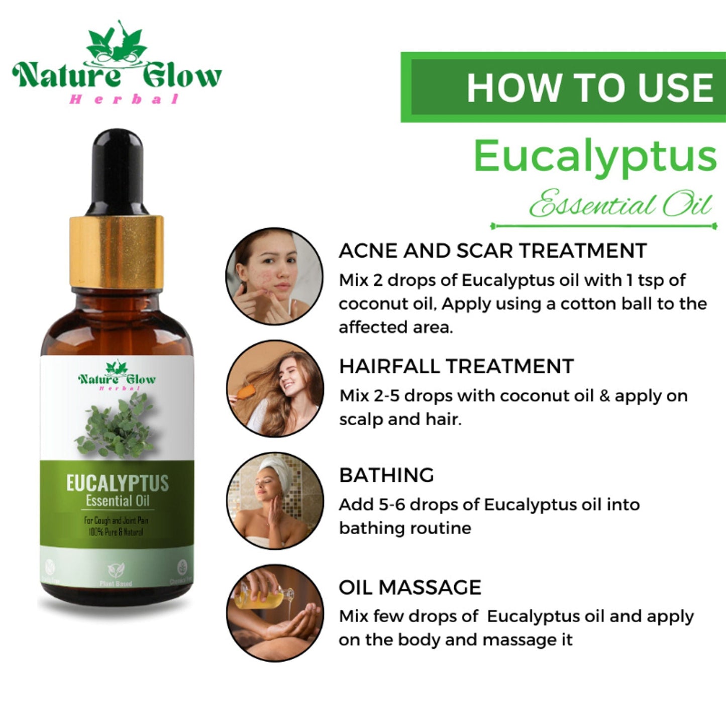 Nature Glow Herbal Lavender & Rosemary & Eucallypatus Essential Oil Combo