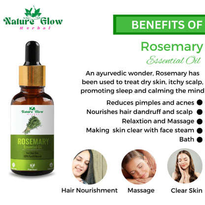 Nature Glow Herbal Rosemary & Sandalwood & Basil Essential Oil Combo