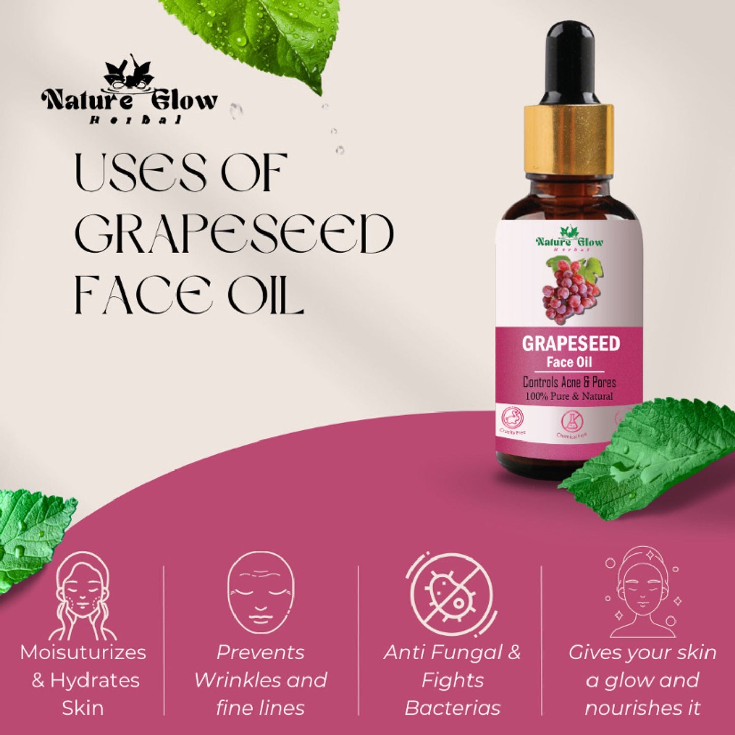 Nature Glow Herbal Finest And Freshest Avocado & Grapeseed Facial Oil Combo