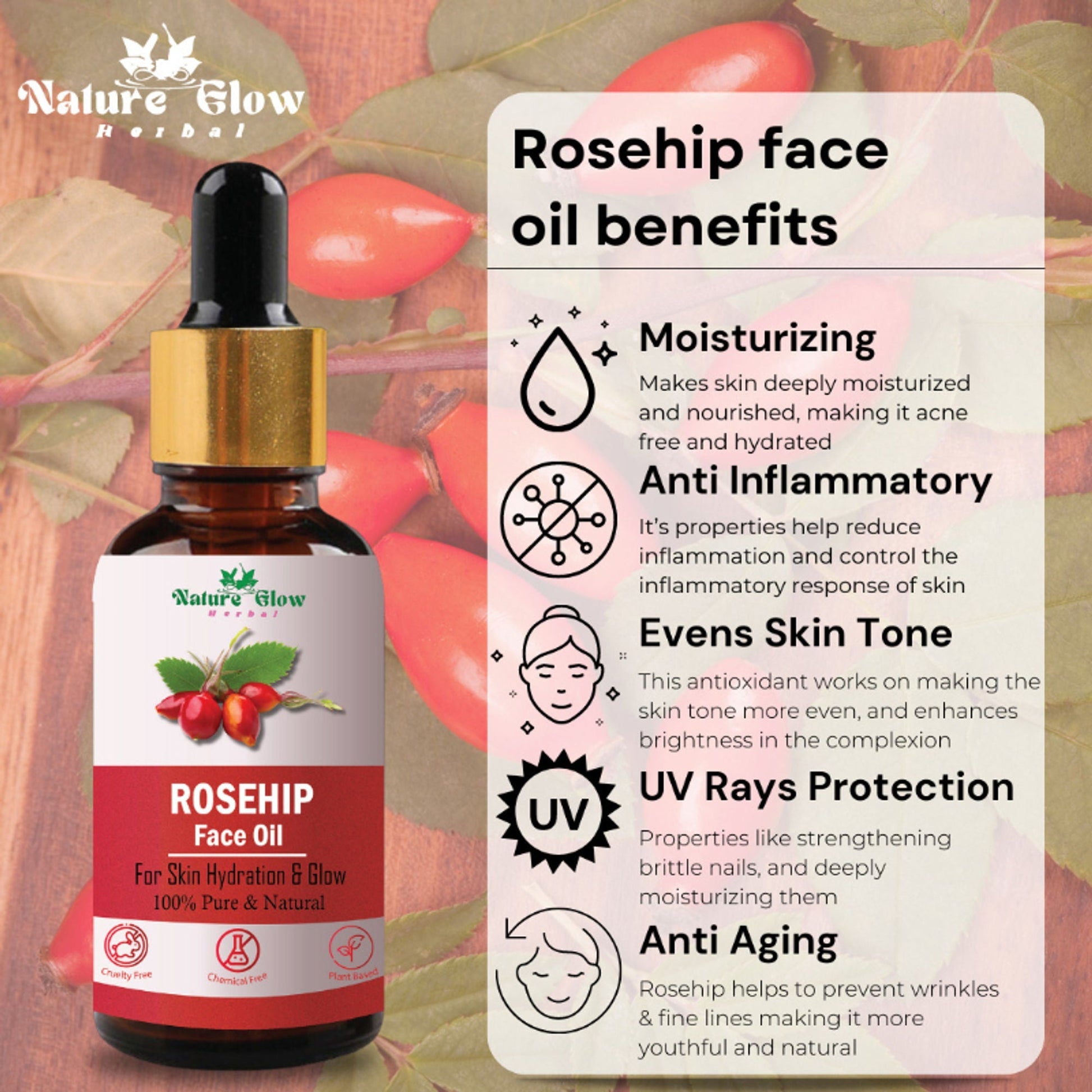Nature Glow Herbal Rosehip & Jojoba Facial Oil Combo